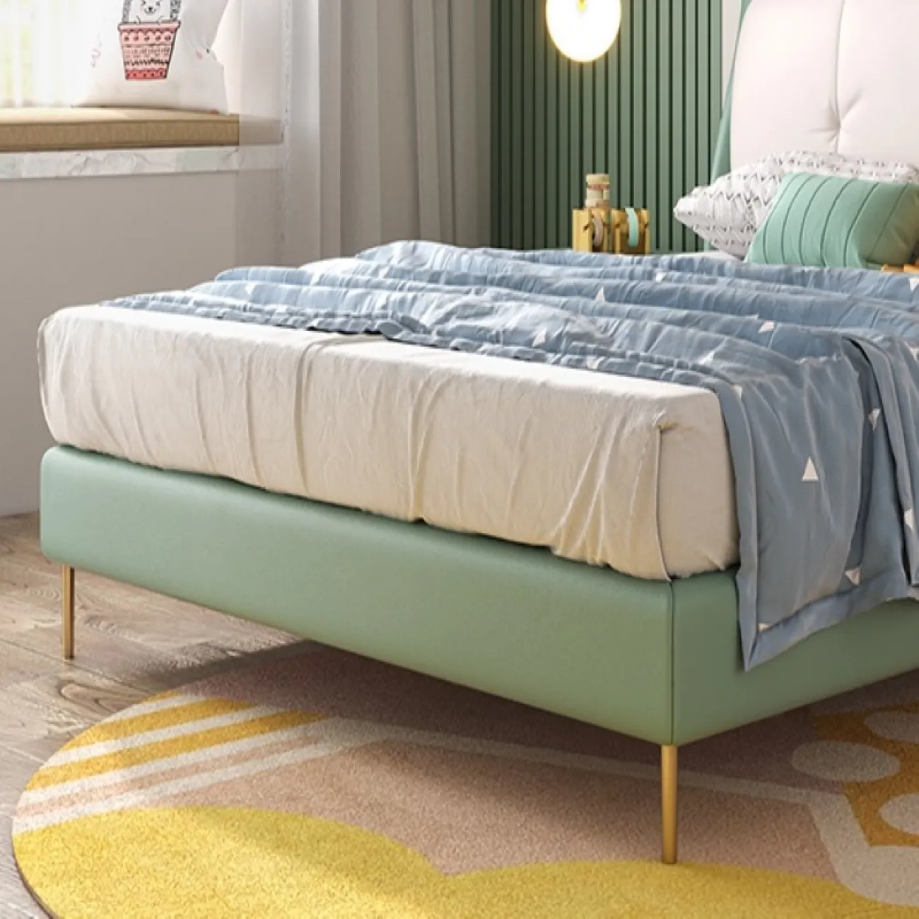 Дизайнерская односпальная кожаная кровать  Масдо/Марсен LaLume