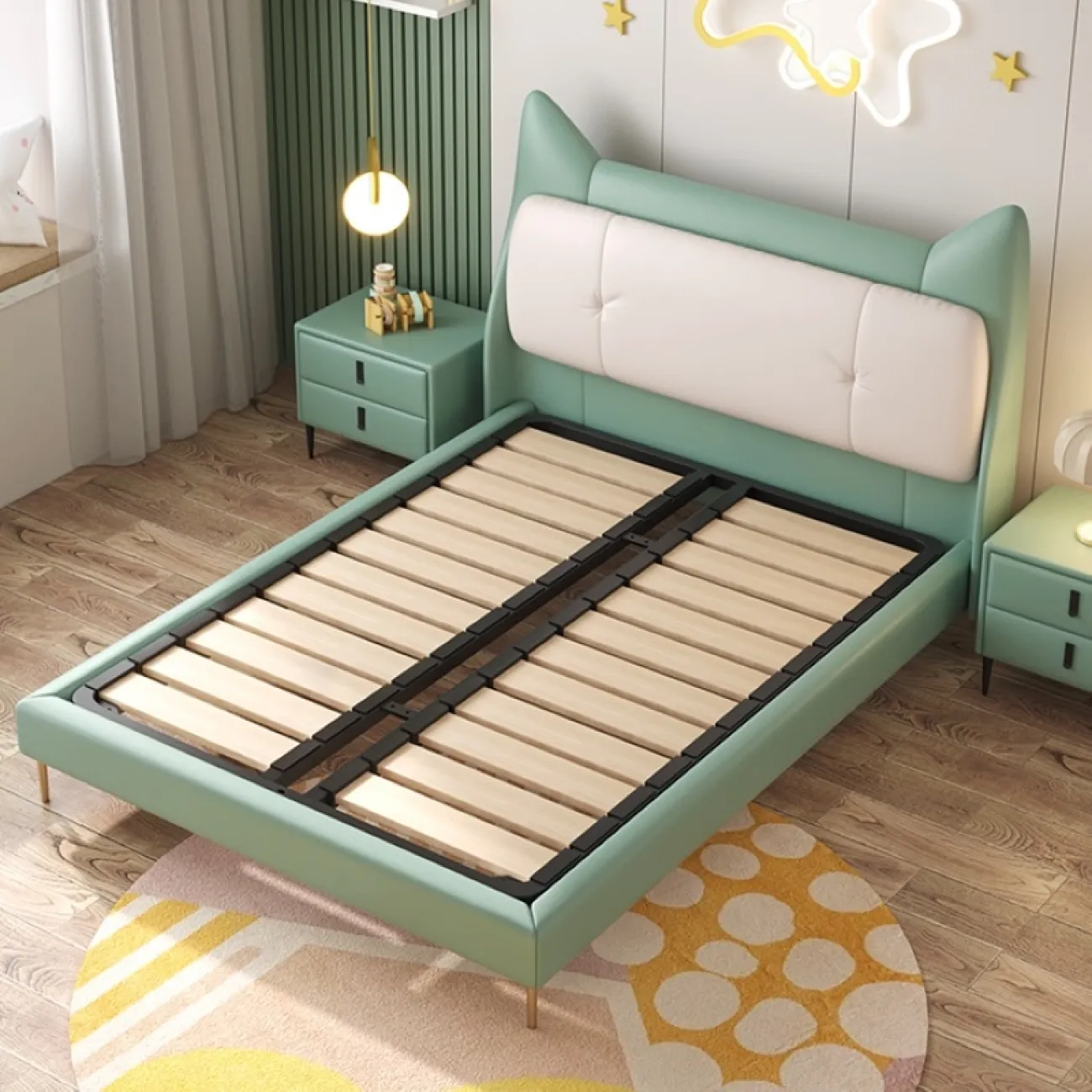 Дизайнерская односпальная кожаная кровать  Масдо/Марсен LaLume