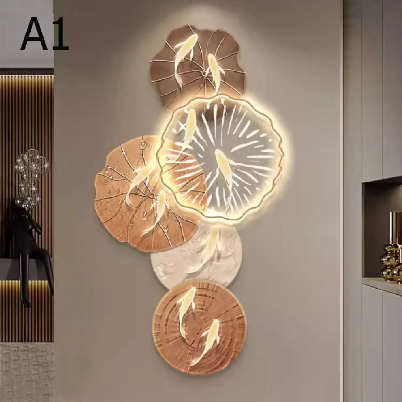 Трёхмерный настенный декор девять рыбок AW 37506-29