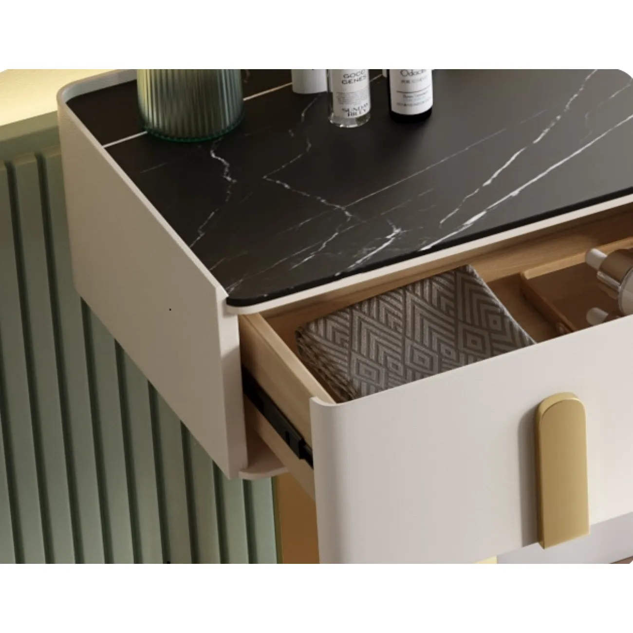 Дизайнерский туалетный столик с зеркалом и пуфом Масдо/Марсден от LaLume Дизайнерский туалетный столик с зеркалом и пуфом Масдо/Марсден от LaLume