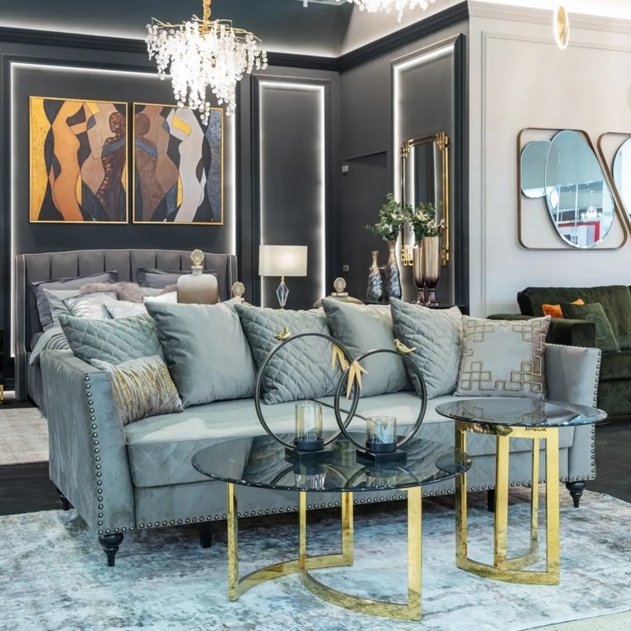 Стол журнальный золотой с темным стеклом 47ED-CT062GOLD от LaLume