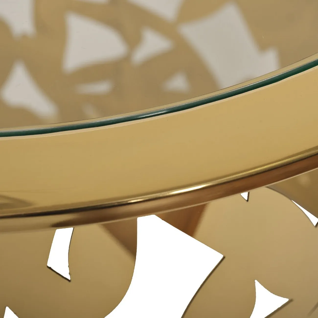 Стол журнальный круглый прозрачное стекло/золото GY-ET8158GOLD от LaLume