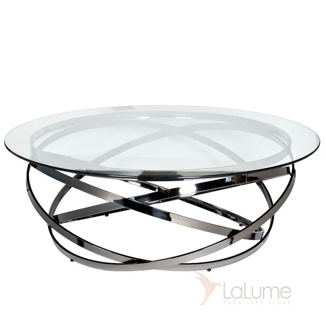 Стол журнальный круглый прозрачное стекло/темный хром GY-CT8402BL от LaLume