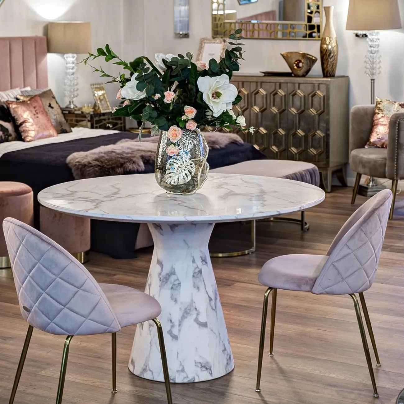 Стол обеденный круглый белый 33FS-DT120-WH от LaLume