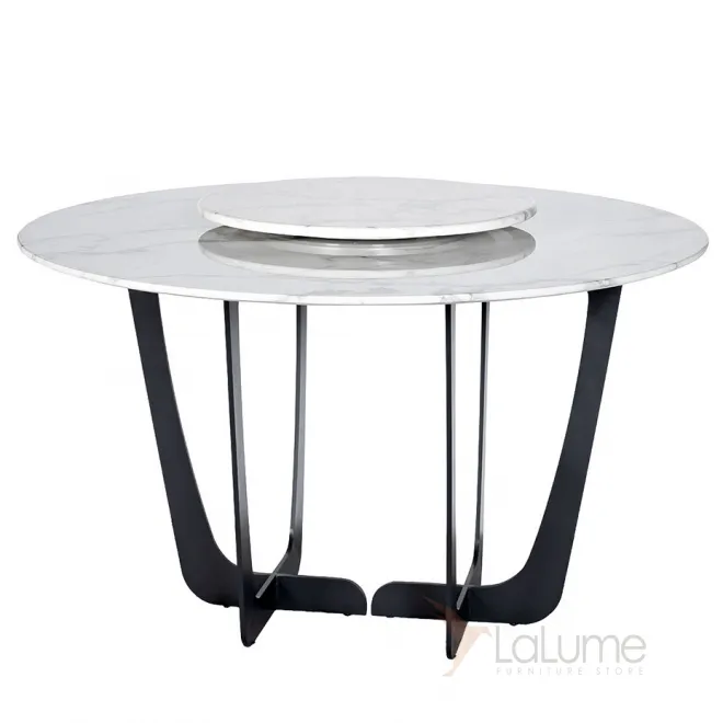 Стол обеденный круглый искусственный мрамор/черный металл 76AR-DT818