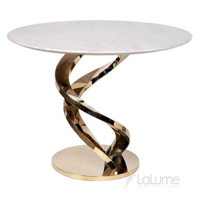Стол обеденный белый иск.мрамор/золото d100см 33FS-DT10075-PG от LaLume