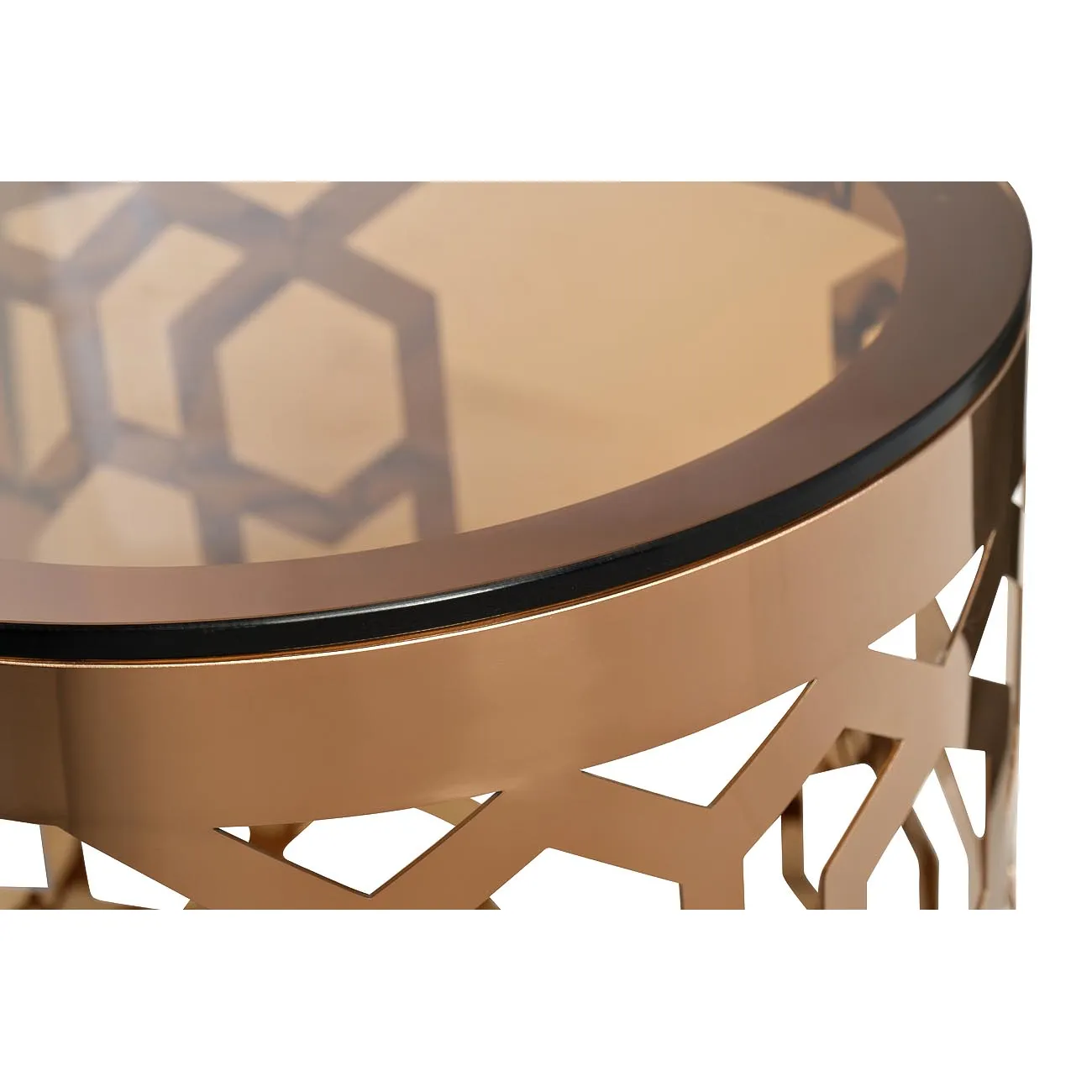 Столик журнальный круглый высокий с коричневым стеклом 13RXFS3053-GOLD от LaLume Столик журнальный круглый высокий с коричневым стеклом 13RXFS3053-GOLD от LaLume