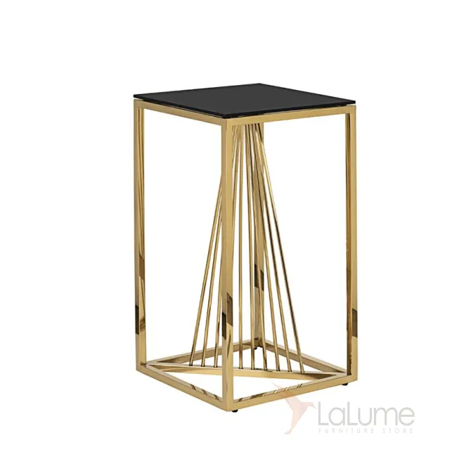 Столик журнальный высокий черное стекло/золото 13RXET8082L-GOLD от LaLume Столик журнальный высокий черное стекло/золото 13RXET8082L-GOLD от LaLume