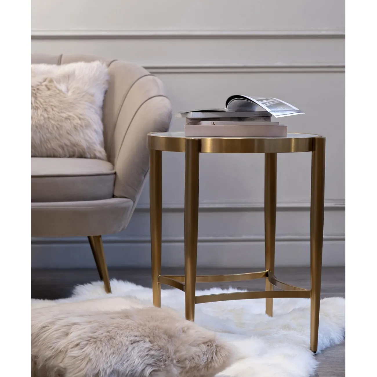 Столик журнальный со стеклянной столешницей под мрамор 19-OA-6432 от LaLume Столик журнальный со стеклянной столешницей под мрамор 19-OA-6432 от LaLume