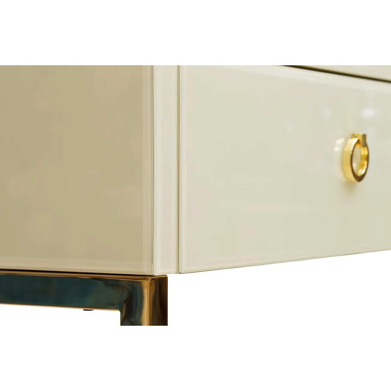 КОНСОЛЬ С ЯЩИКАМИ БЕЖЕВОЕ СТЕКЛО/ЗОЛОТО KFC762E7 от LaLume