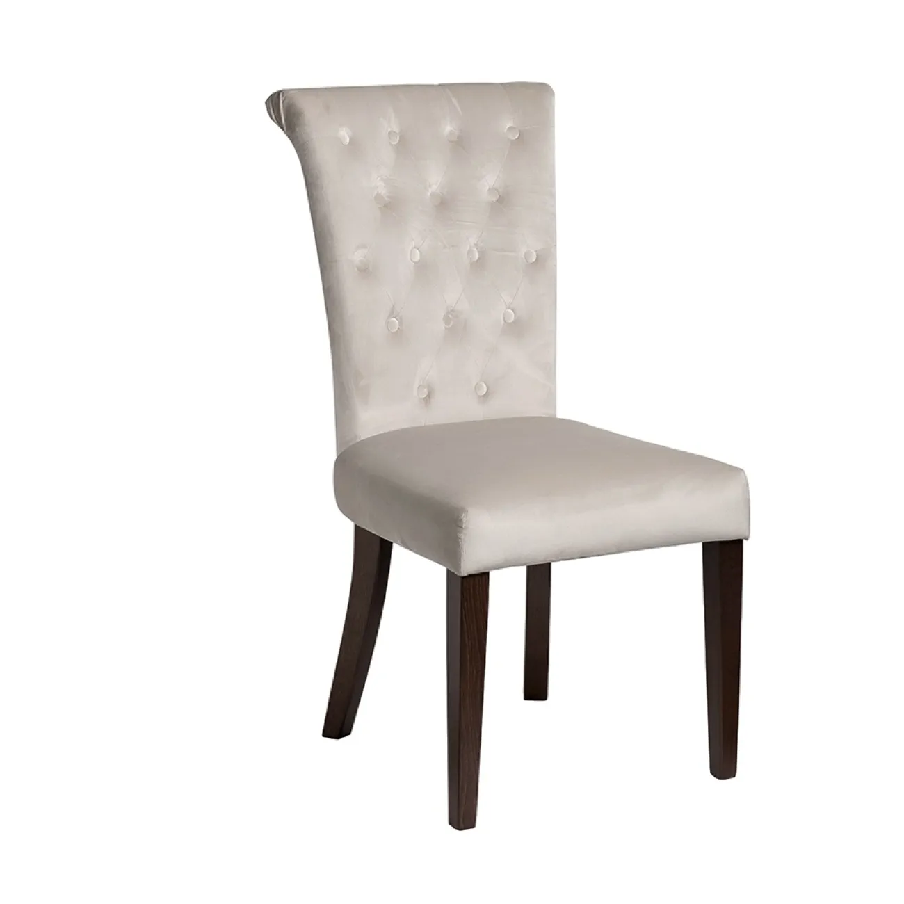 Стул велюровый бежевый (коричневые ножки) 597-2K-КРЕМОВЫЙ-Riv21 от LaLume