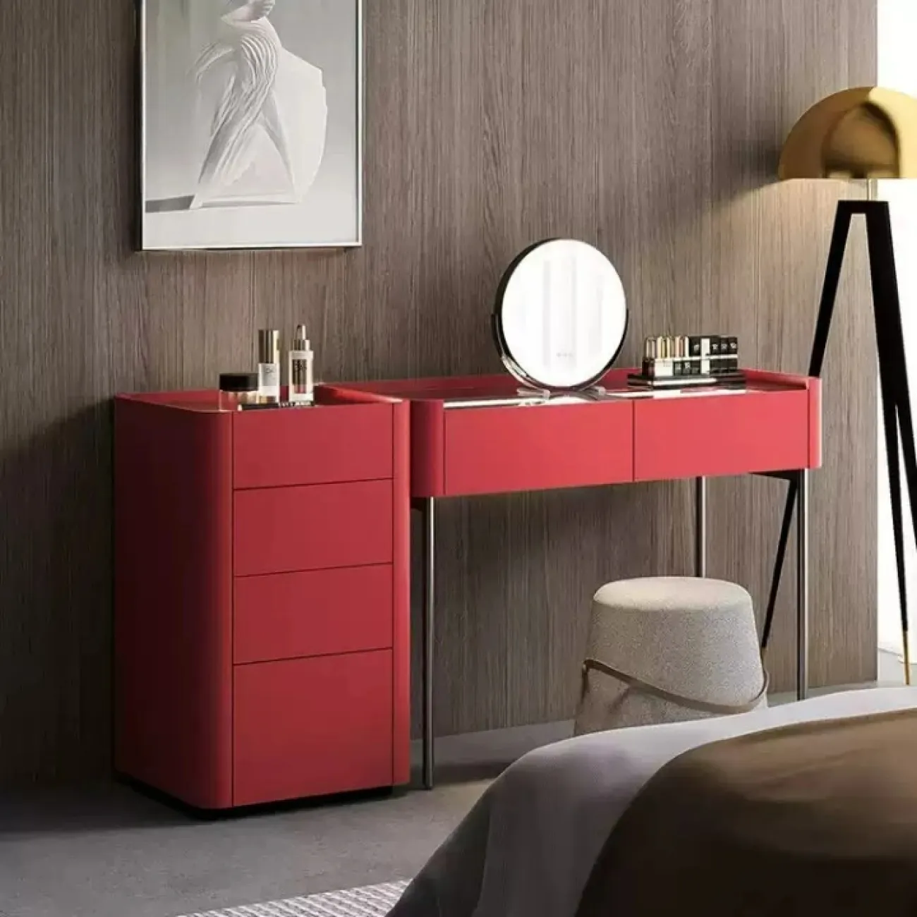 Роскошный туалетный столик Haotai со столешницей из закалённого стекла TS39024-32