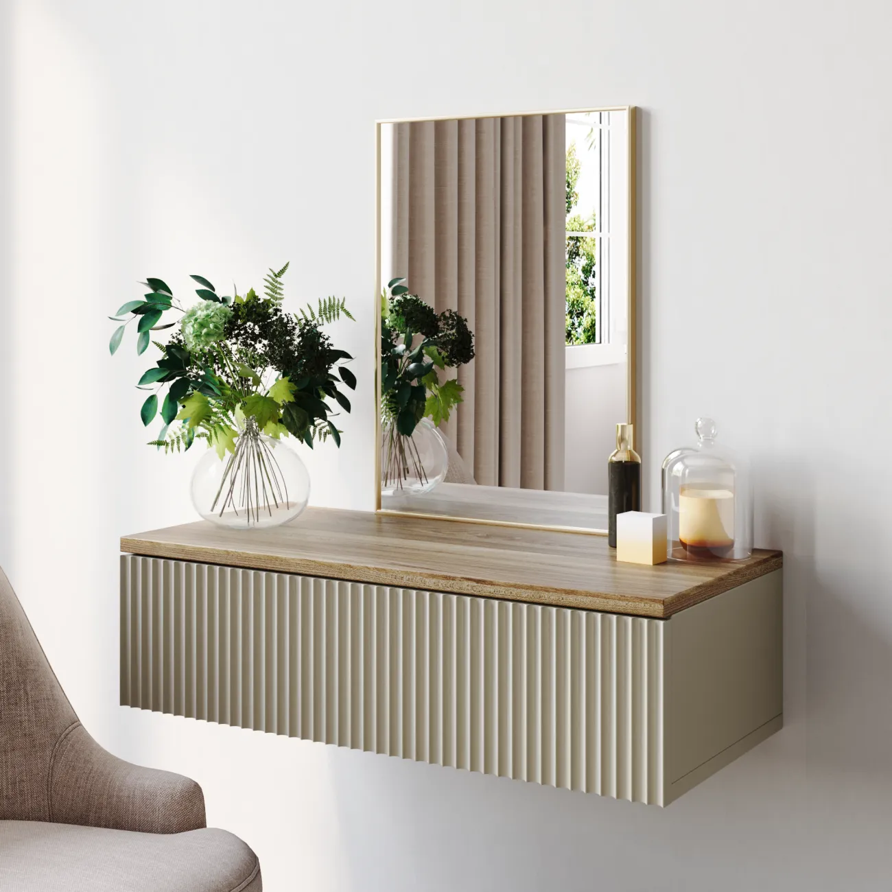 Туалетный столик Ингрия 9 push, 77 х 22 х 35 см, бежевый