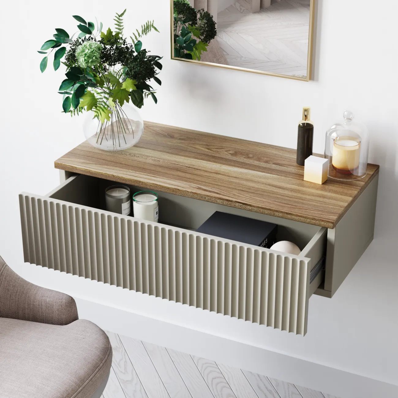 Туалетный столик Ингрия 9 push, 77 х 22 х 35 см, бежевый