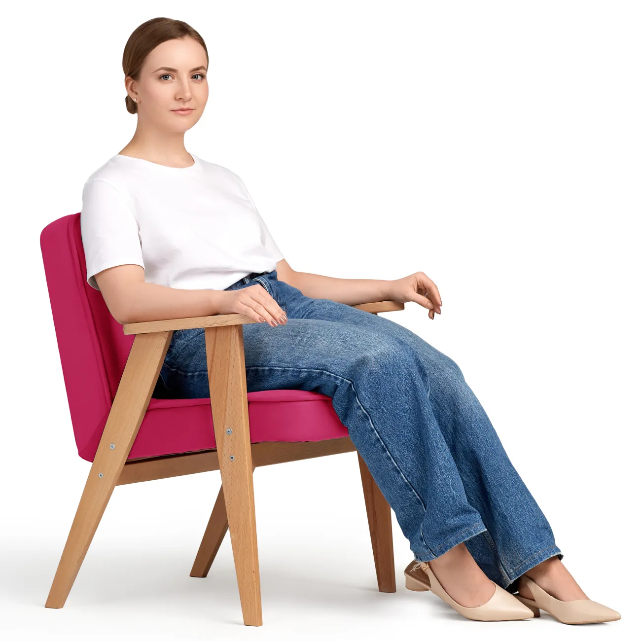 Уютное и стильное кресло Несс в розовом цвете от Zara Bordo 84