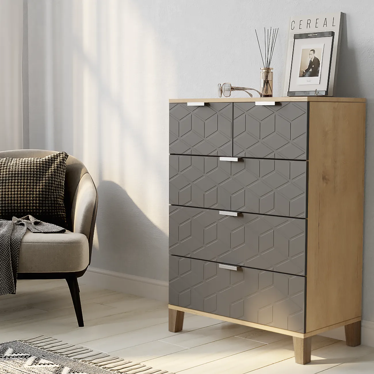 Идеальное хранение: стильный комод Марвин - 21 Графит / бунратти DM-14145475