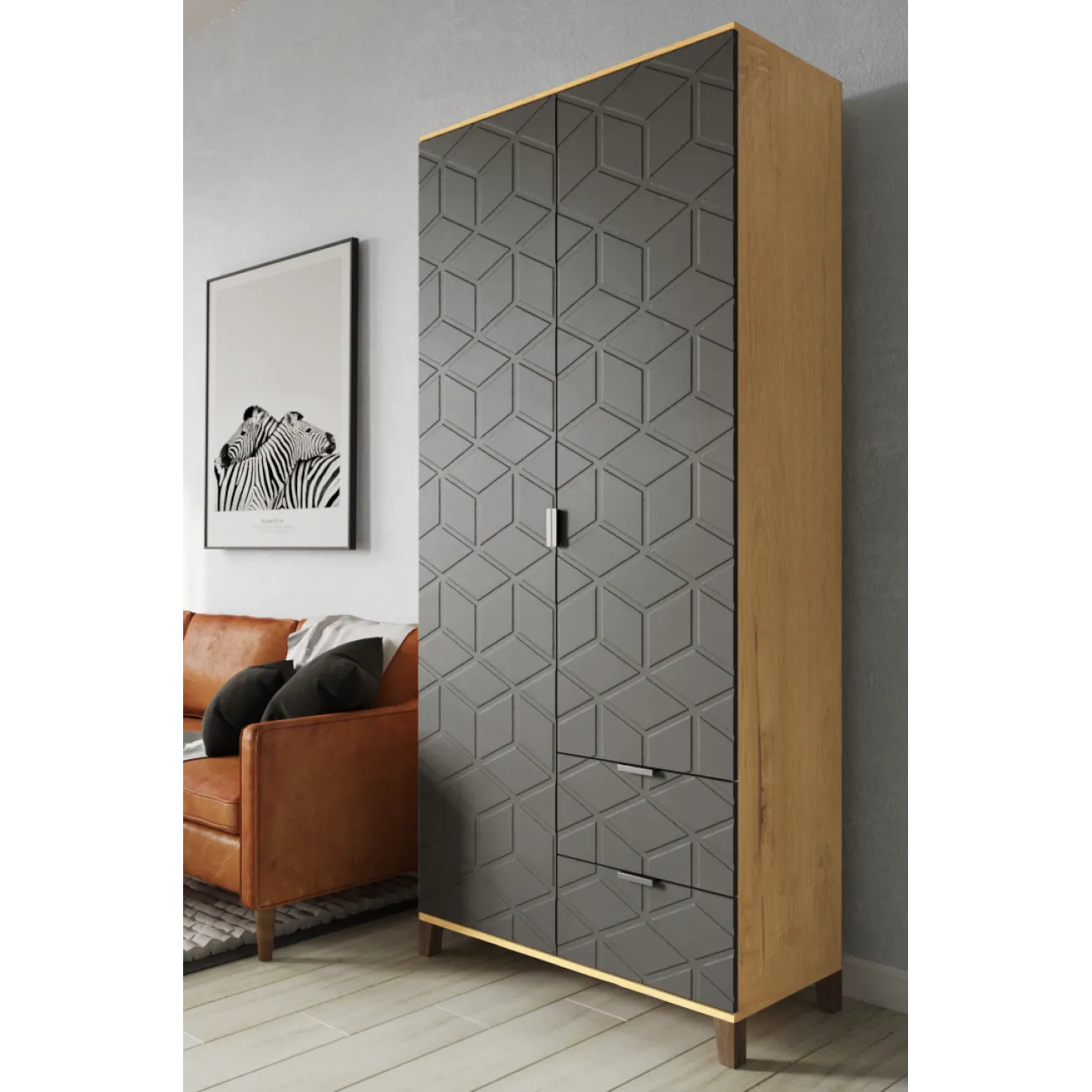 Организуйте свои вещи с шикарным корпусным шкафом Марвин - 3 в стильном графитовом оттенке