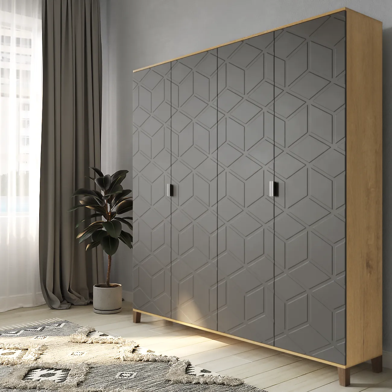 Идеальное решение для хранения: Корпусный шкаф Марвин - 5 в стильном графитовом оттенке