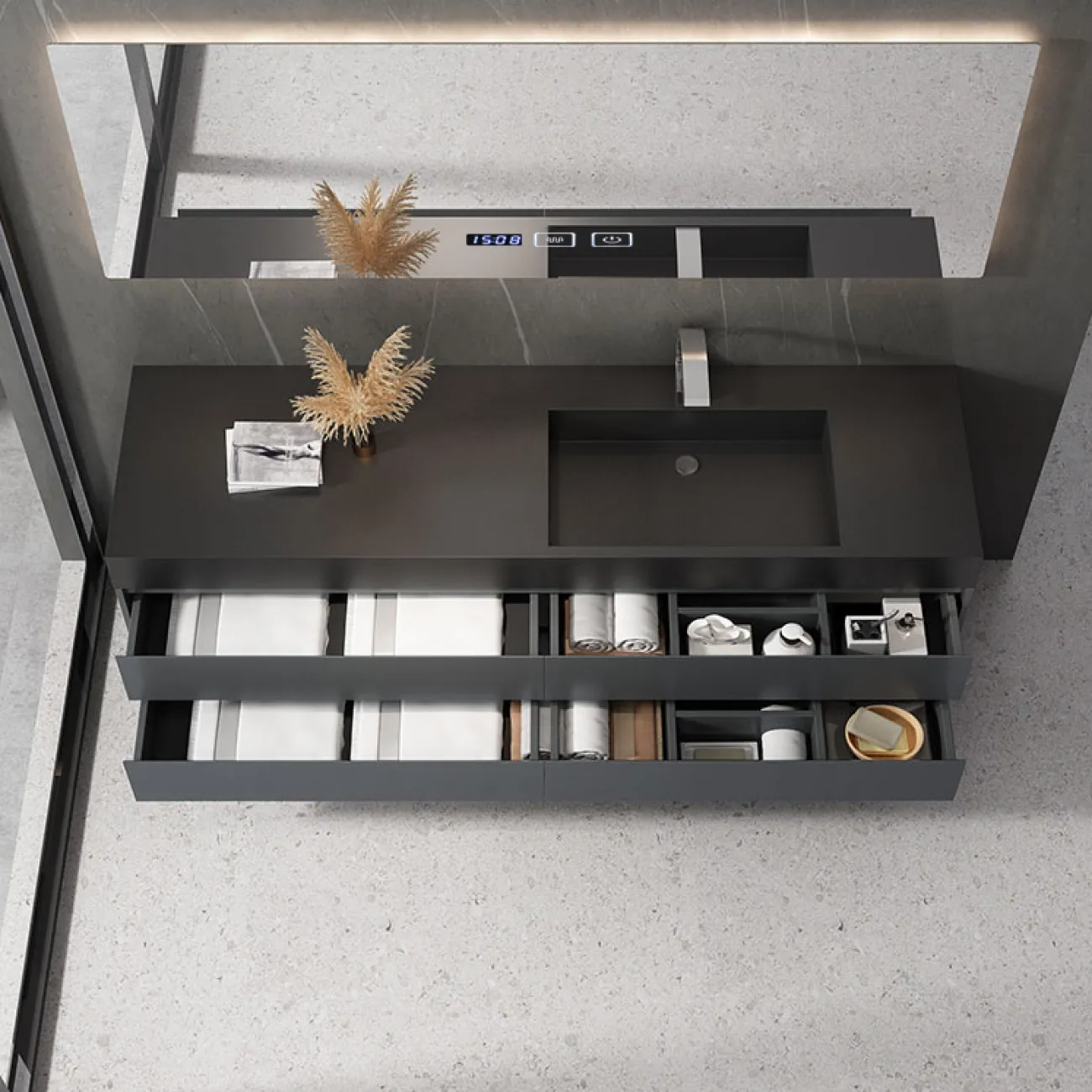 Каменный подвесной шкаф для ванной комнаты в современном стиле  LaLume MB20491-23