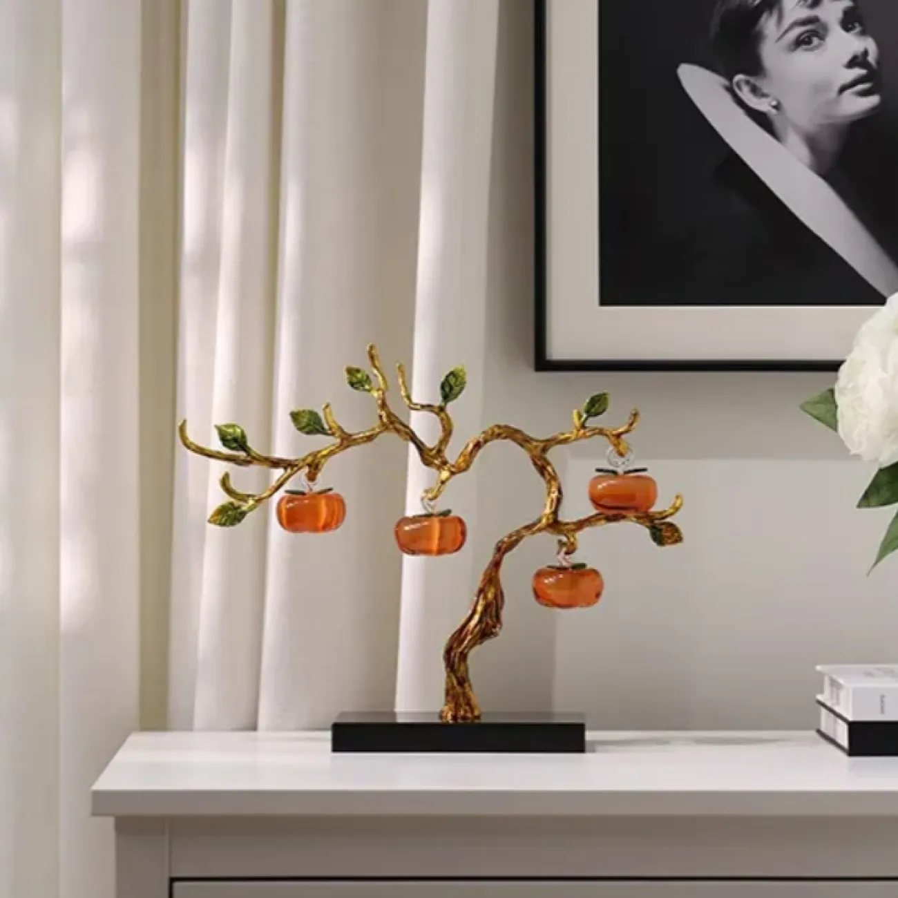 Изысканный настольный декор из стекла и металла "Дерево хурмы" Qiekoo от LaLume HR38152-32 Изысканный настольный декор из стекла и металла "Дерево хурмы" Qiekoo от LaLume HR38152-32