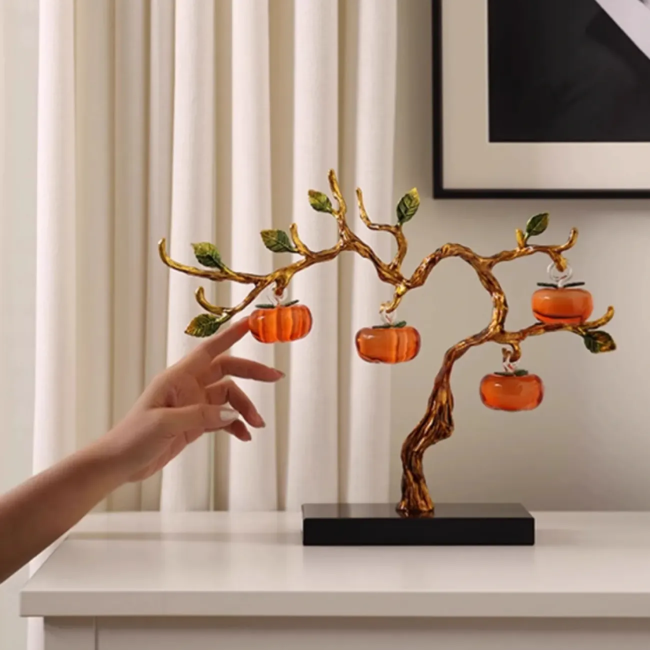 Изысканный настольный декор из стекла и металла "Дерево хурмы" Qiekoo от LaLume HR38152-32 Изысканный настольный декор из стекла и металла "Дерево хурмы" Qiekoo от LaLume HR38152-32