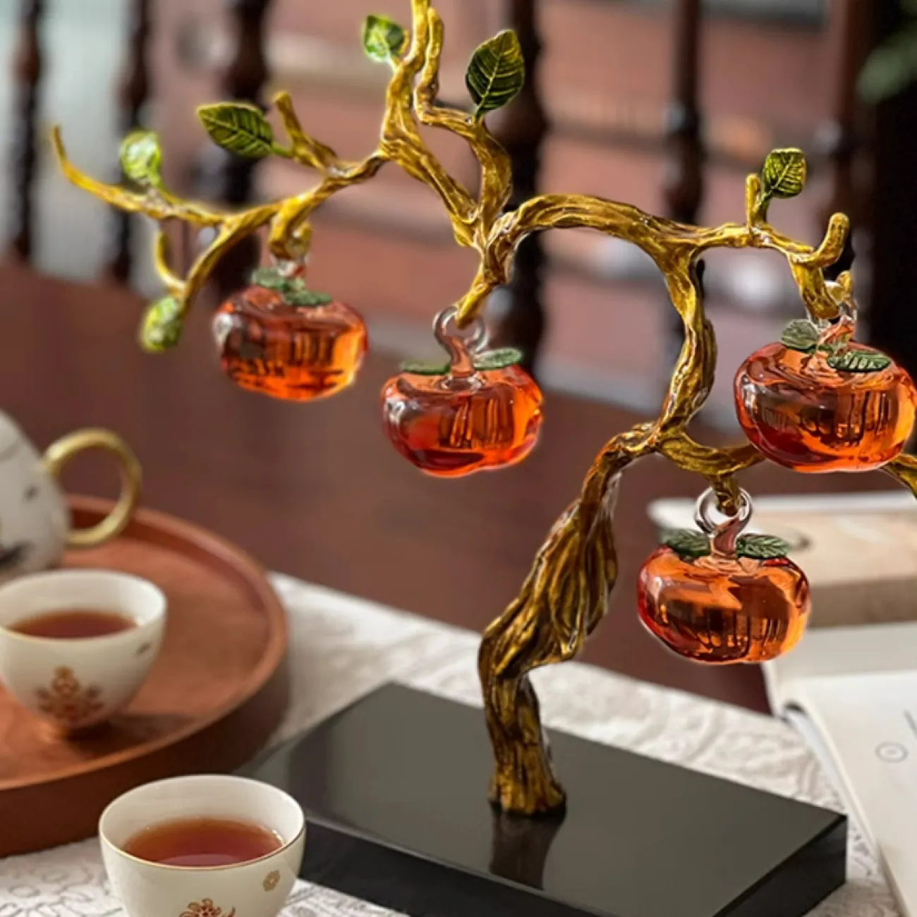 Изысканный настольный декор из стекла и металла "Дерево хурмы" Qiekoo от LaLume HR38152-32 Изысканный настольный декор из стекла и металла "Дерево хурмы" Qiekoo от LaLume HR38152-32