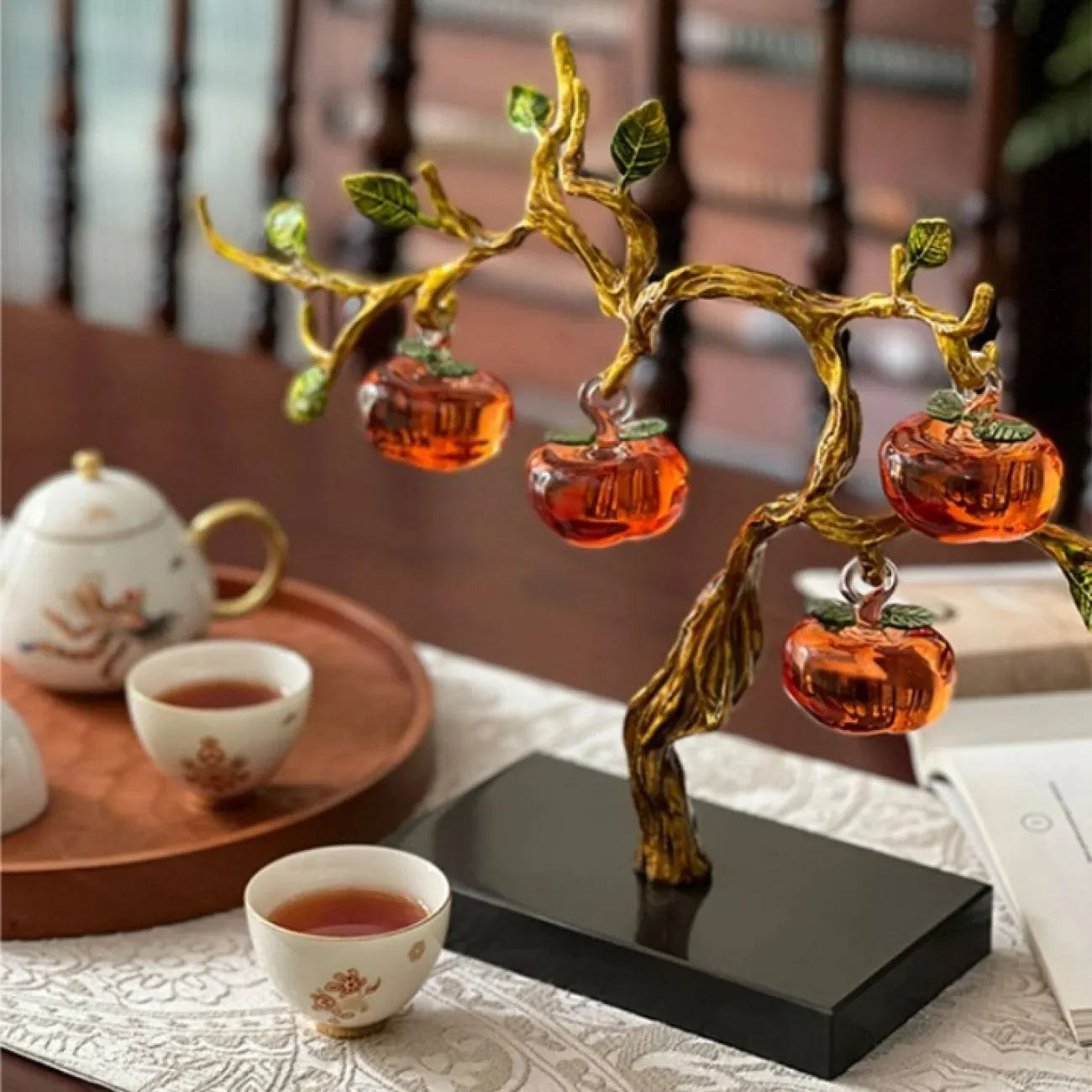 Изысканный настольный декор из стекла и металла "Дерево хурмы" Qiekoo от LaLume HR38152-32 Изысканный настольный декор из стекла и металла "Дерево хурмы" Qiekoo от LaLume HR38152-32