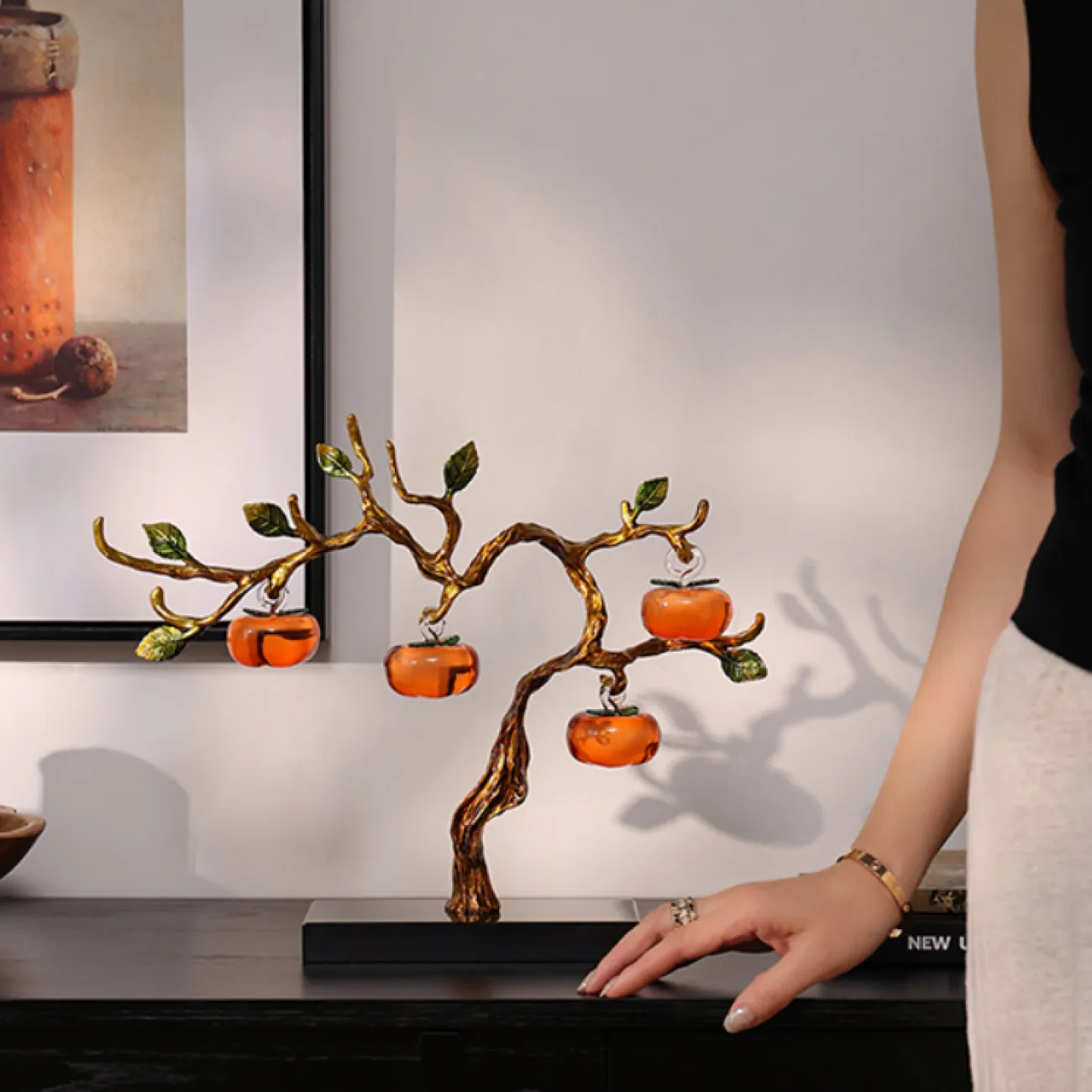 Изысканный настольный декор из стекла и металла "Дерево хурмы" Qiekoo от LaLume HR38152-32 Изысканный настольный декор из стекла и металла "Дерево хурмы" Qiekoo от LaLume HR38152-32