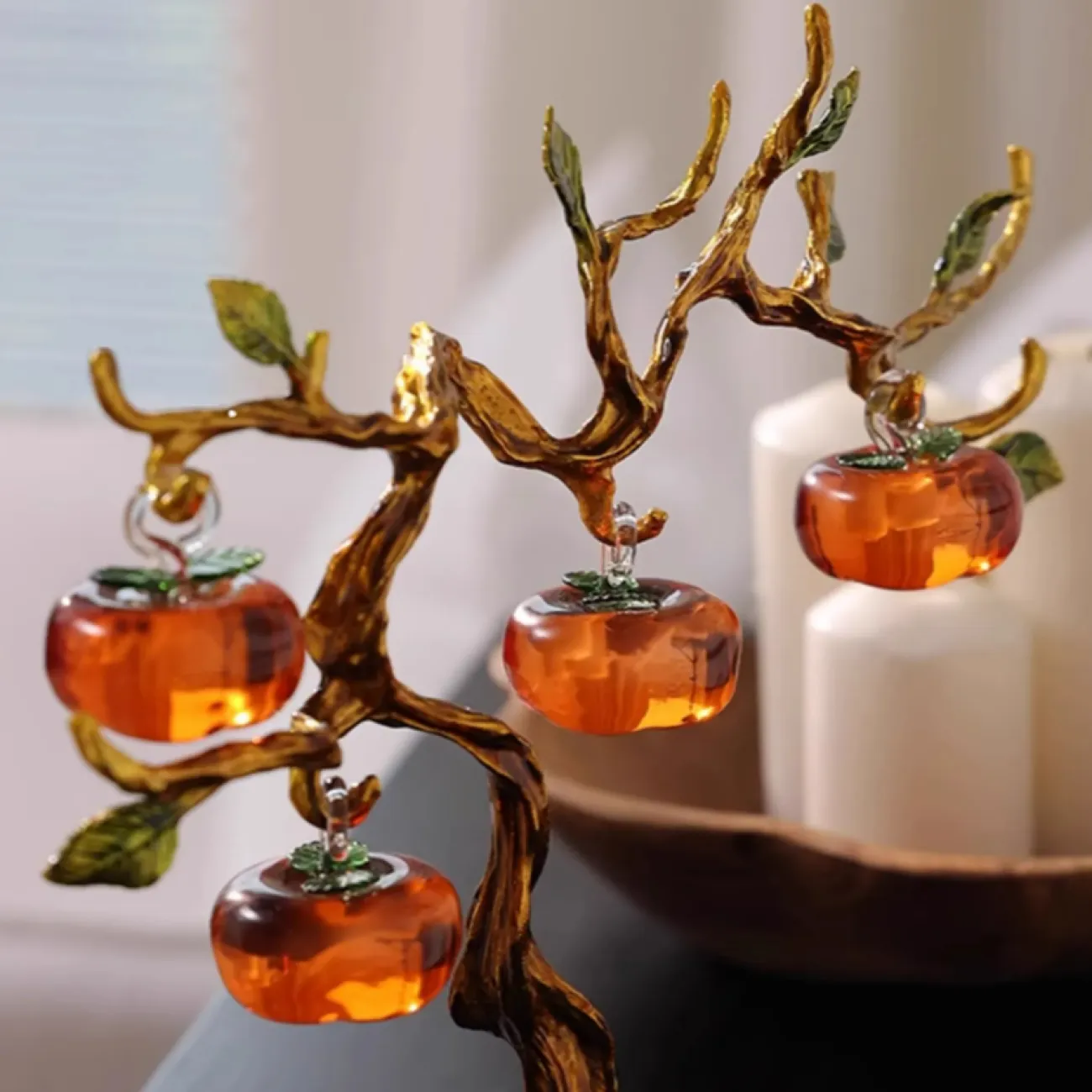 Изысканный настольный декор из стекла и металла "Дерево хурмы" Qiekoo от LaLume HR38152-32 Изысканный настольный декор из стекла и металла "Дерево хурмы" Qiekoo от LaLume HR38152-32