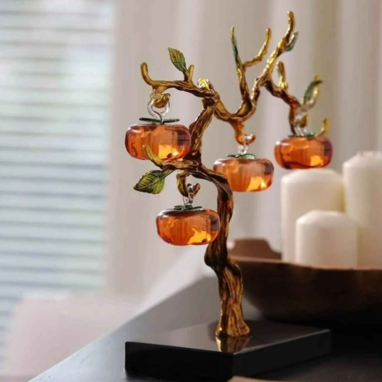 Изысканный настольный декор из стекла и металла "Дерево хурмы" Qiekoo от LaLume HR38152-32 Изысканный настольный декор из стекла и металла "Дерево хурмы" Qiekoo от LaLume HR38152-32