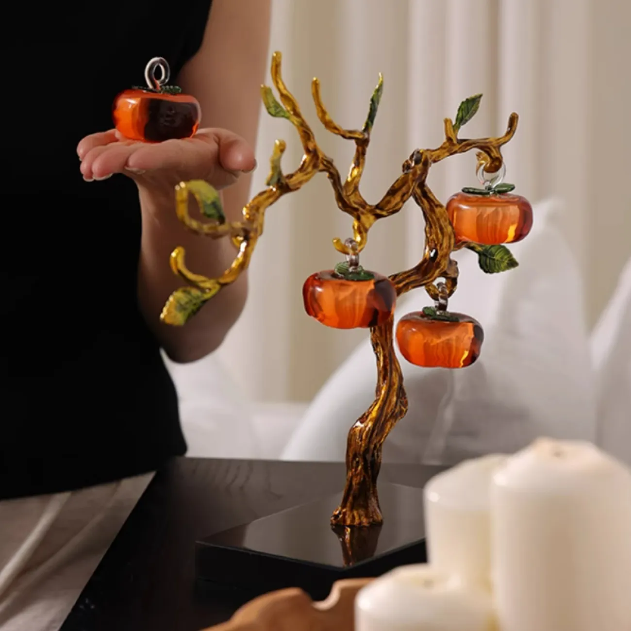 Изысканный настольный декор из стекла и металла "Дерево хурмы" Qiekoo от LaLume HR38152-32 Изысканный настольный декор из стекла и металла "Дерево хурмы" Qiekoo от LaLume HR38152-32