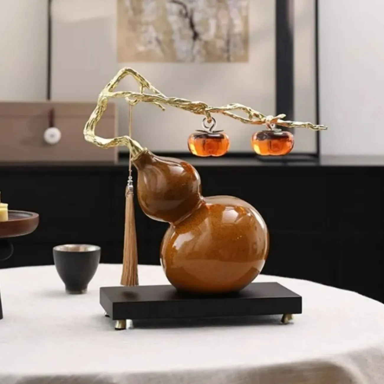 Роскошный настольный декор из керамики и стекла "Тыква + хурма" Qiekoo TH38153-32