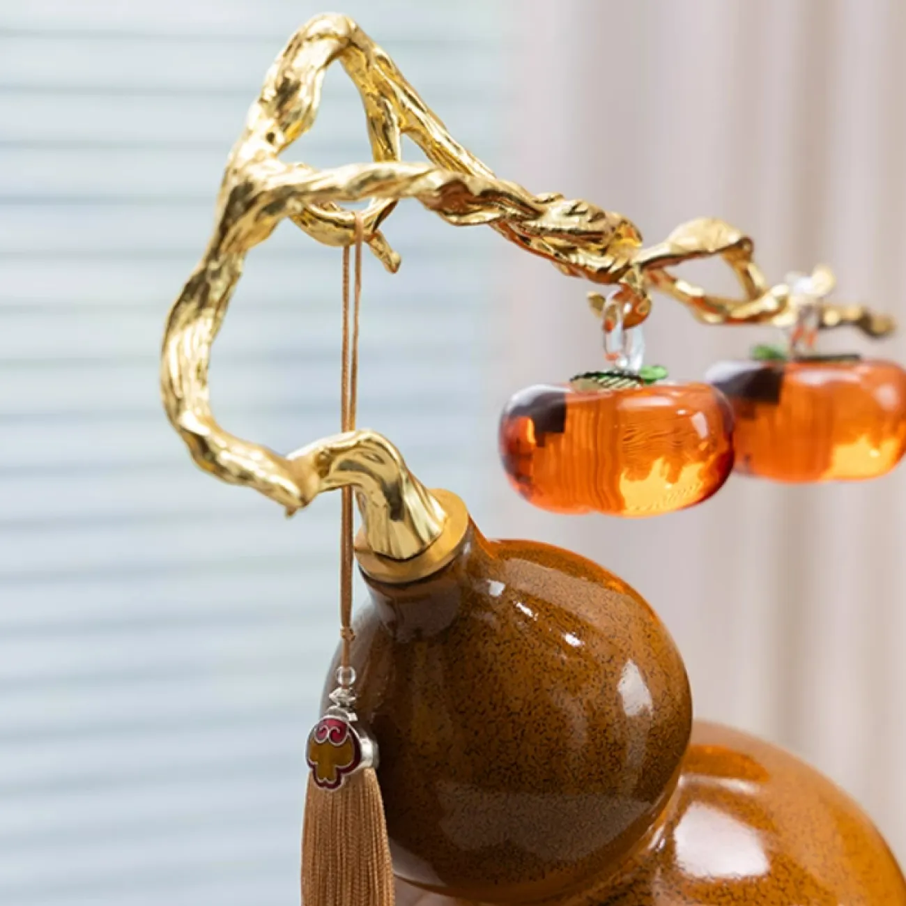 Роскошный настольный декор из керамики и стекла "Тыква + хурма" Qiekoo TH38153-32