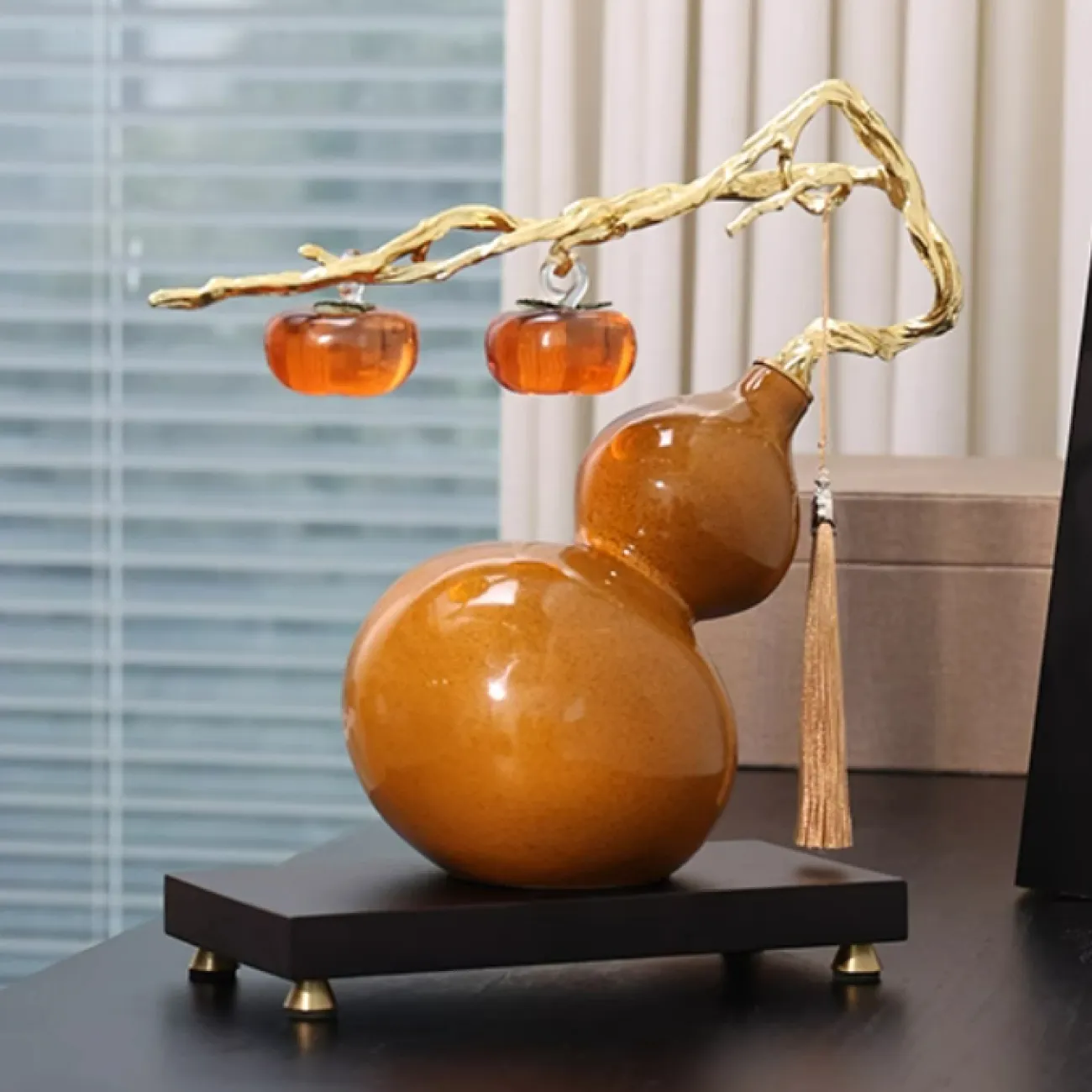 Роскошный настольный декор из керамики и стекла "Тыква + хурма" Qiekoo TH38153-32
