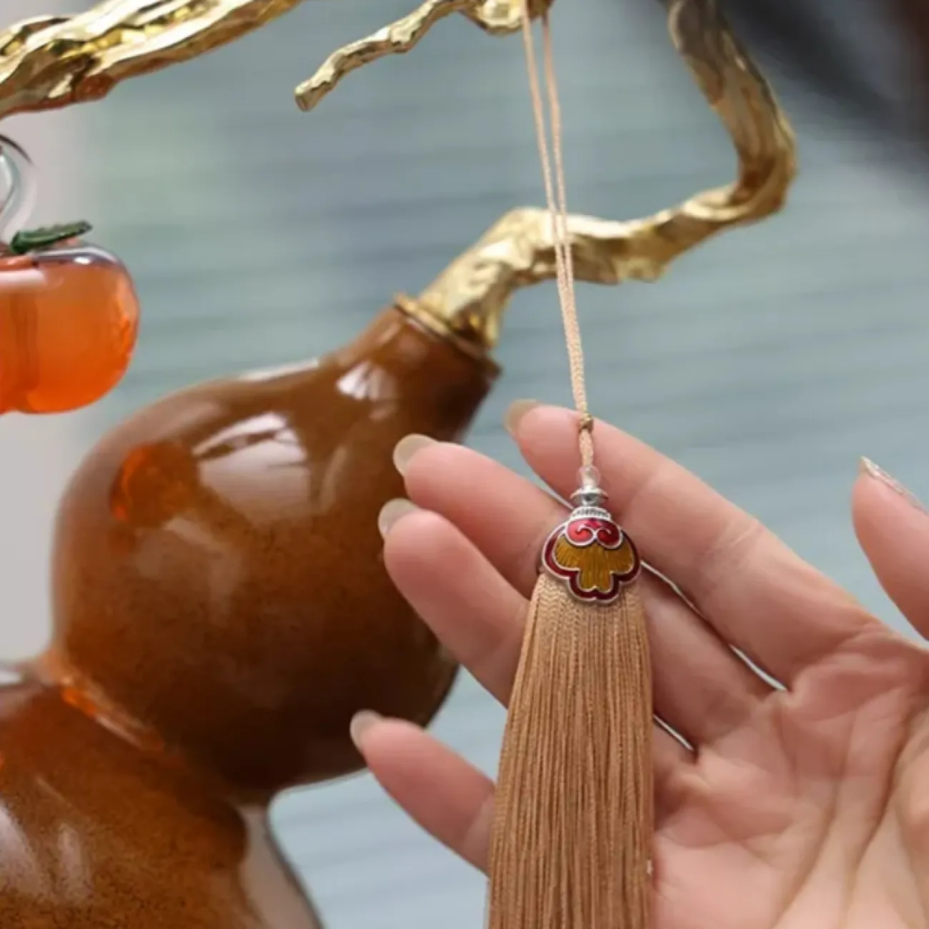 Роскошный настольный декор из керамики и стекла "Тыква + хурма" Qiekoo TH38153-32