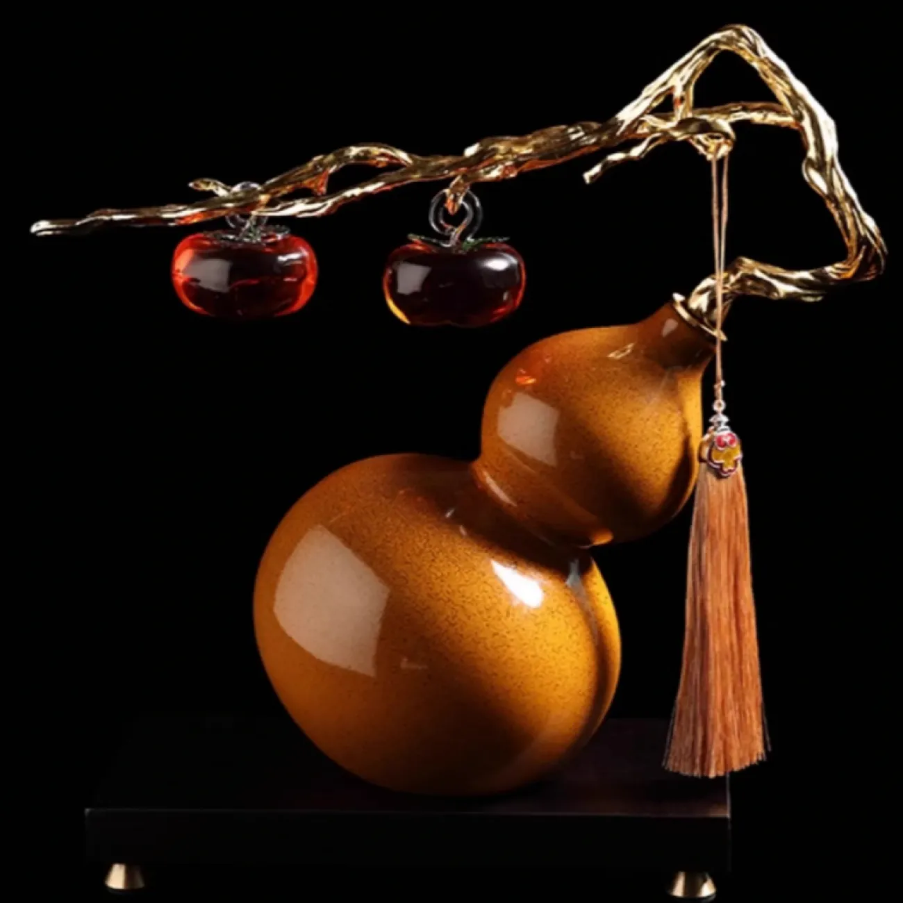 Роскошный настольный декор из керамики и стекла "Тыква + хурма" Qiekoo TH38153-32