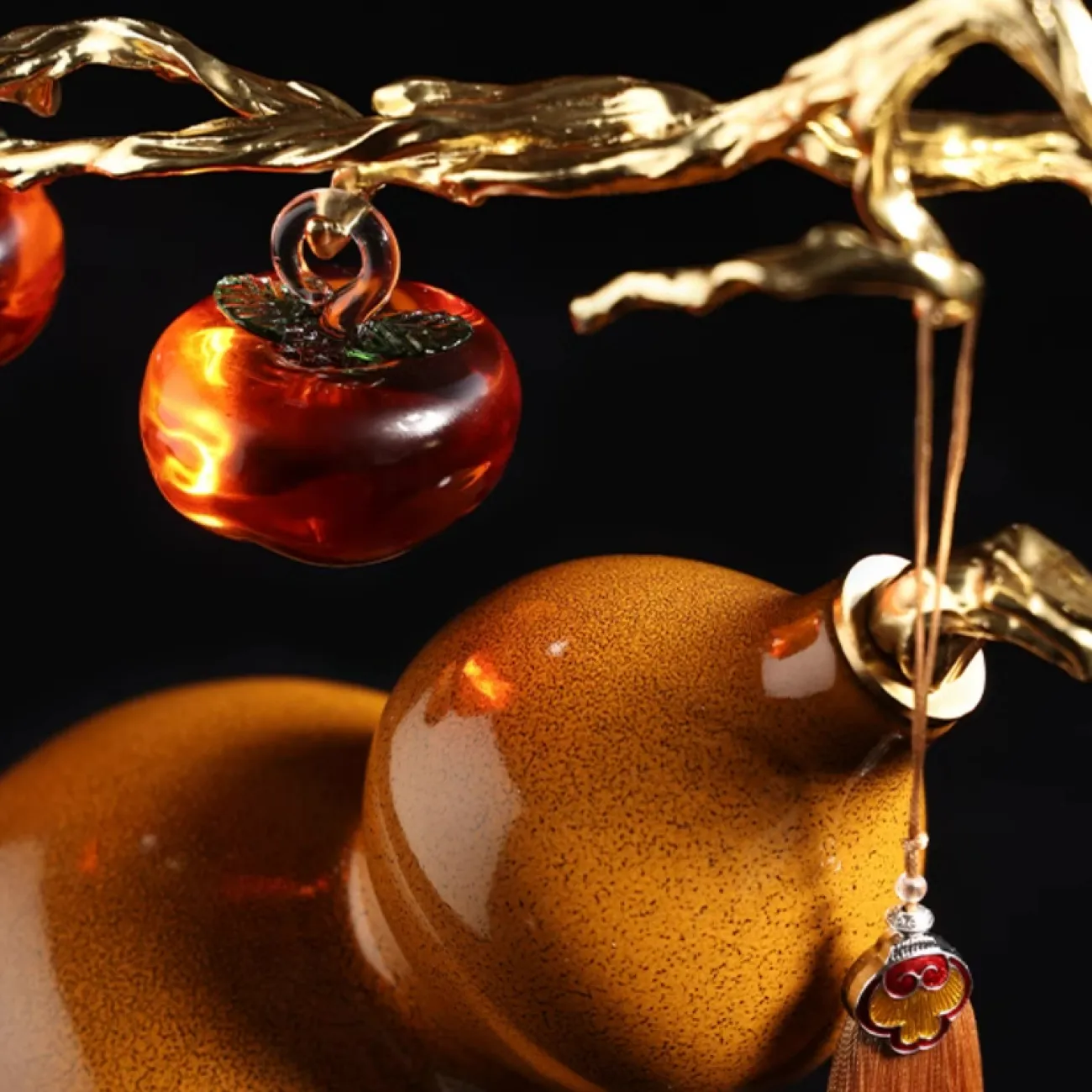 Роскошный настольный декор из керамики и стекла "Тыква + хурма" Qiekoo TH38153-32