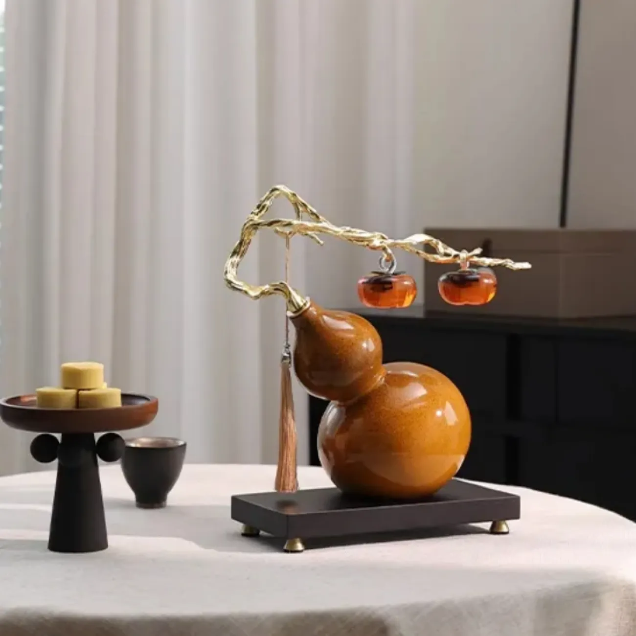 Роскошный настольный декор из керамики и стекла "Тыква + хурма" Qiekoo TH38153-32