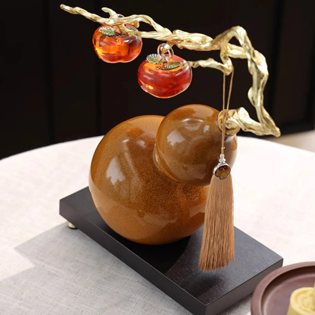 Роскошный настольный декор из керамики и стекла "Тыква + хурма" Qiekoo TH38153-32