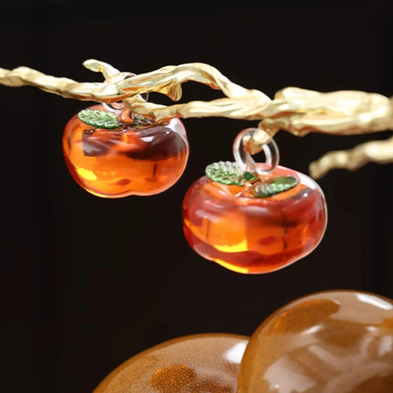 Роскошный настольный декор из керамики и стекла "Тыква + хурма" Qiekoo TH38153-32