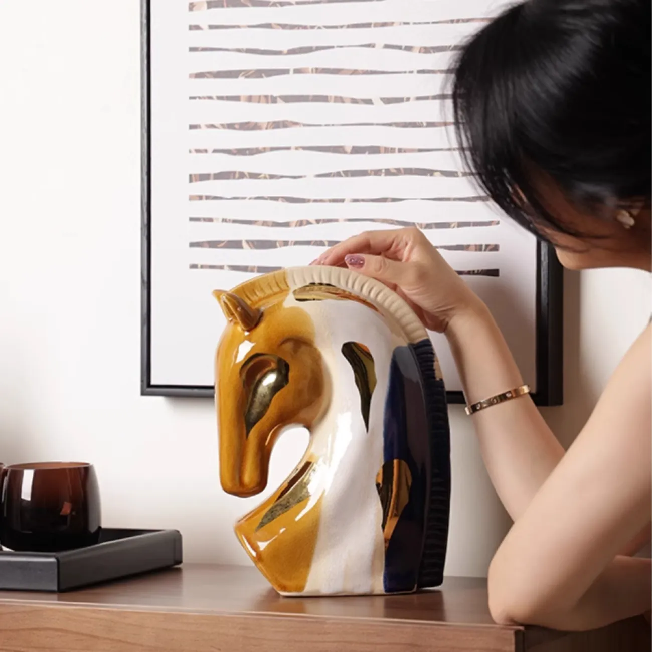 Разноцветная декоративная Статуэтка Лошадь Династии Тан Queekoo от LaLume