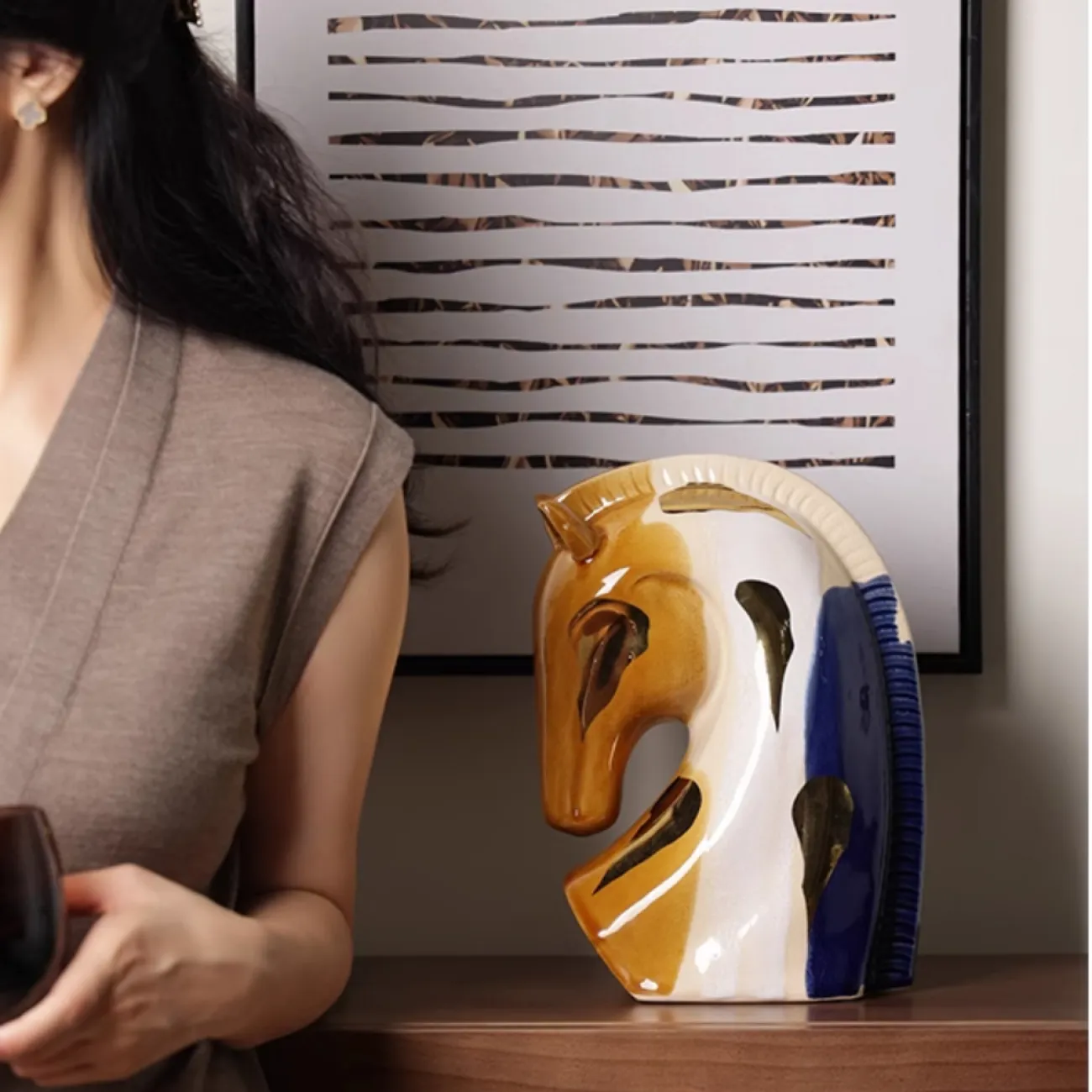 Разноцветная декоративная Статуэтка Лошадь Династии Тан Queekoo от LaLume