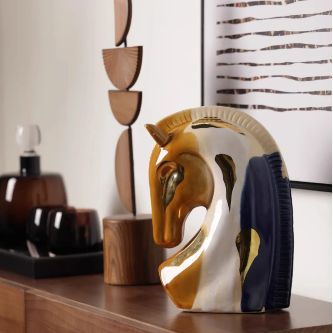 Разноцветная декоративная Статуэтка Лошадь Династии Тан Queekoo от LaLume