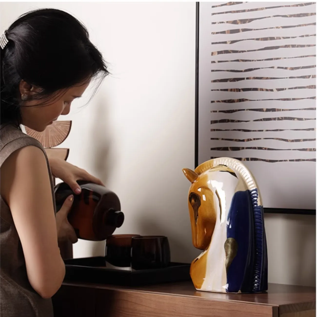 Разноцветная декоративная Статуэтка Лошадь Династии Тан Queekoo от LaLume