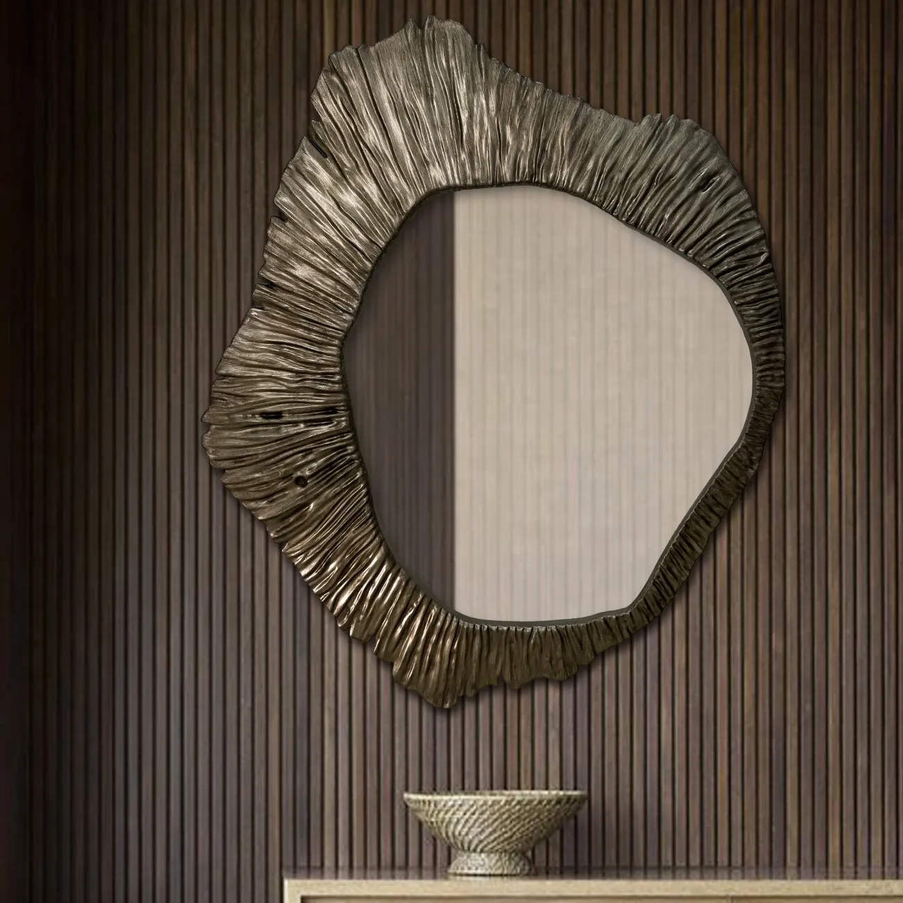 Современное резное трёхмерное зеркало от LaLume из дерева ZK38161-32 