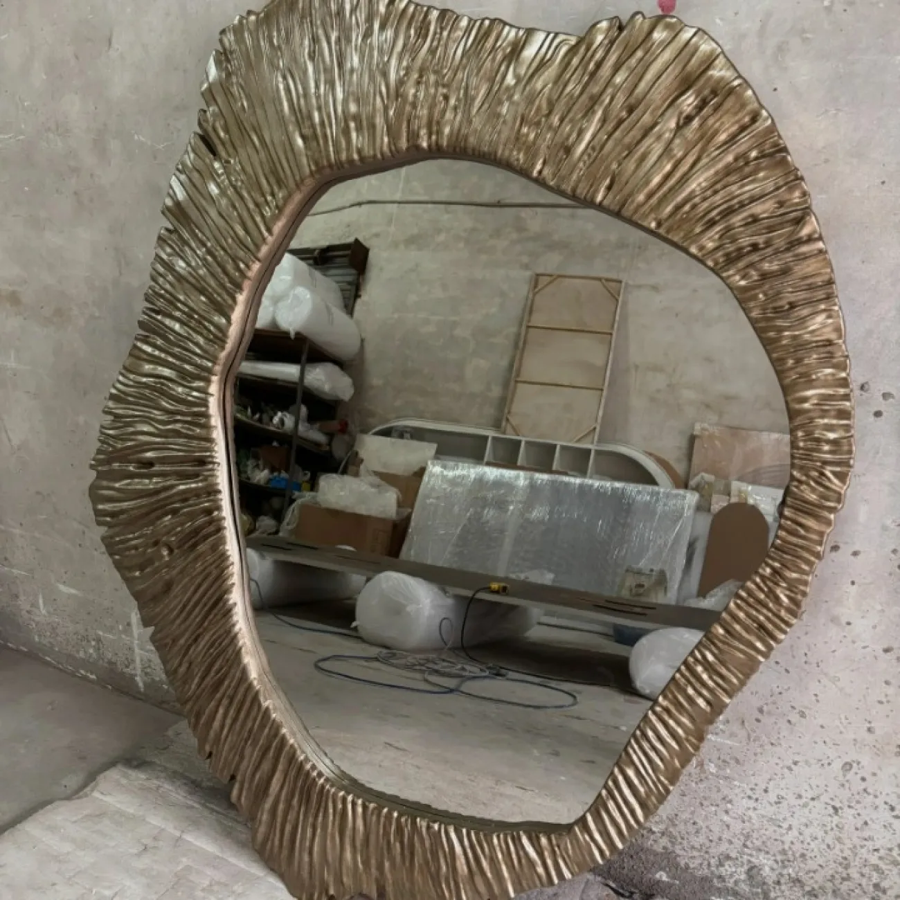 Современное резное трёхмерное зеркало от LaLume из дерева ZK38161-32 