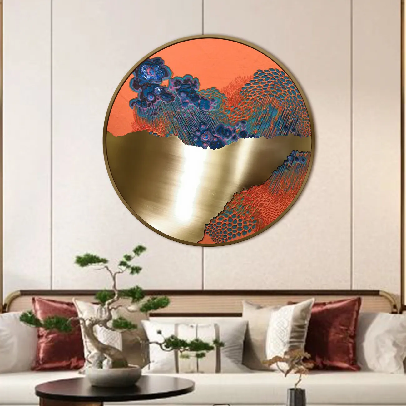 Металлическая декоративная картина круглой формы от LaLume KR38164-32