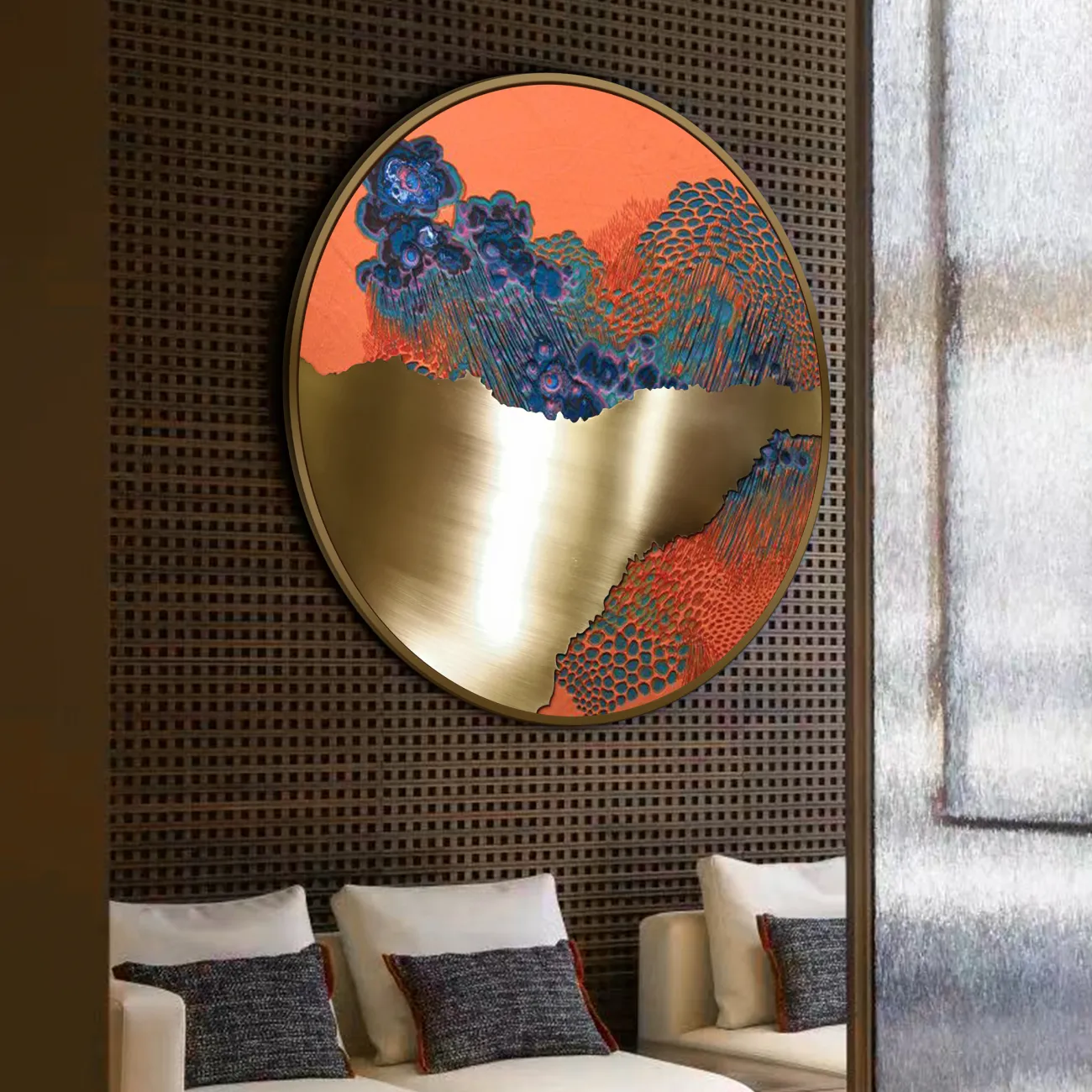 Металлическая декоративная картина круглой формы от LaLume KR38164-32