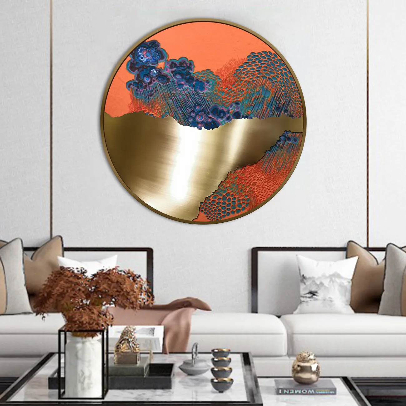 Металлическая декоративная картина круглой формы от LaLume KR38164-32