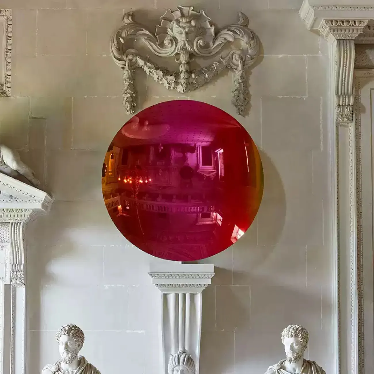 Круглое блестящее панно от LaLume из стали с гальваническим эффектом разных фактур KR38169-32